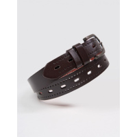 Темно-коричневый перфорированный ремень из эко-кожи