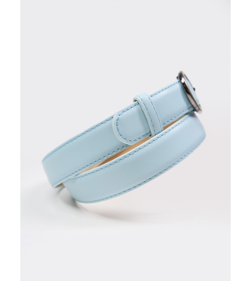 Светло-голубой классический ремень из эко-кожи