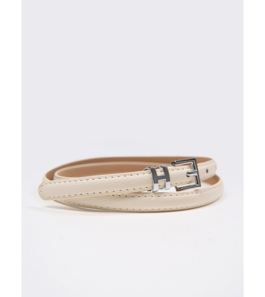 Тонкий ремень из молочной эко-кожи
