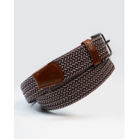 Коричнево-белый плетеный ремень-резинка