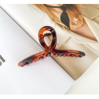 Коричневая широкая заколка-крабик для волос