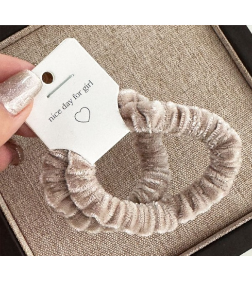 Набор из двух бежевый меховых резинок