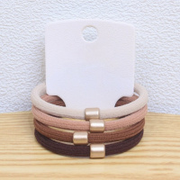 Бежево-коричневый набор из 4 резинок для волос