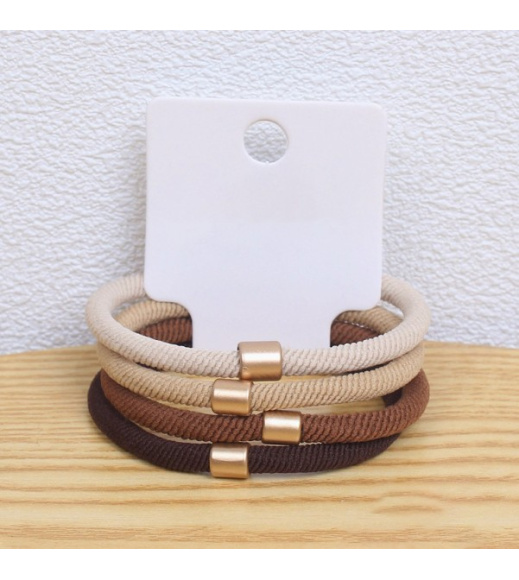 Коричнево-бежевый набор из 4 резинок для волос