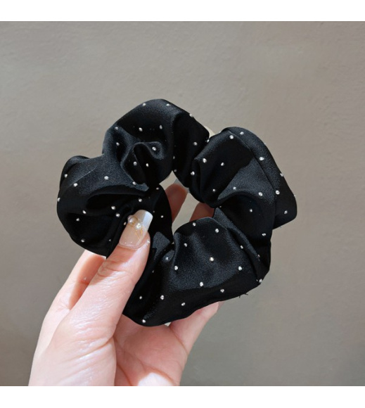 Черная резинка для волос со стразами