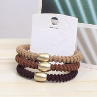 Коричнево-бежевый набор из 3 резинок для волос