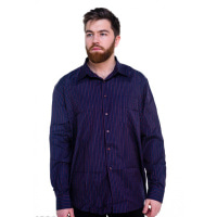 Фиолетовая мужская рубашка в бордовую полосу