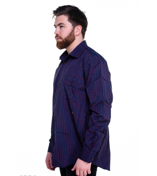Фиолетовая мужская рубашка в бордовую полосу