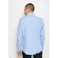 Блакитна сорочка з довгими рукавами з тоненького котону з смугастої тасьмою