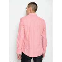 Рожева сорочка з довгими рукавами з тоненького котону з смугастої тасьмою