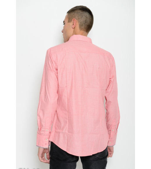 Розовая рубашка с длинными рукавами из тонкого коттона с полосатой тесьмой