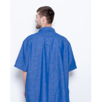 Синяя коттоновая рубашка с меланжевой фактурой