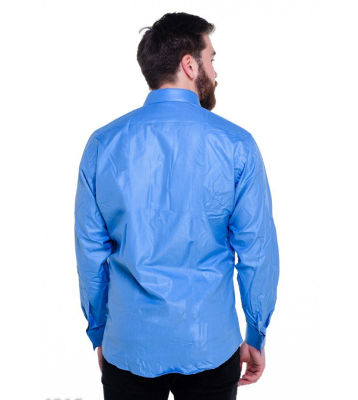 Синя чоловіча сорочка з бавовни полірованого