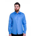 Голубая мужская рубашка из полированного хлопка