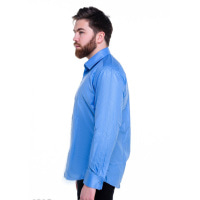 Блакитна чоловіча сорочка з бавовни полірованого