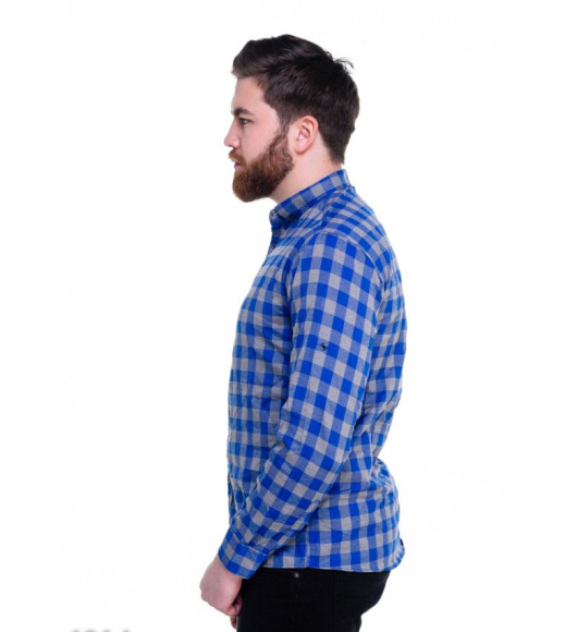 Яскраво-синя чоловіча сорочка в середню клітку Віші