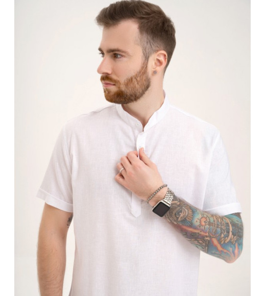 Біла сорочка з фактурної бавовни