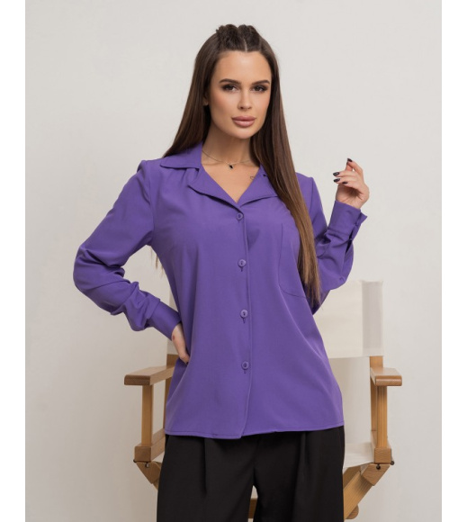 Фіолетова однотонна сорочка з кишенею