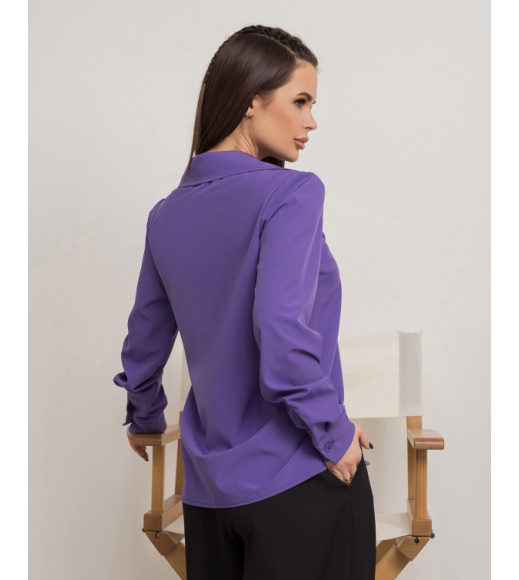 Фіолетова однотонна сорочка з кишенею