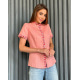 Розовая рубашка из льна с вышивкой