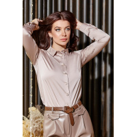 Кофейная женская шелковая рубашка Seventeen 1606.4354