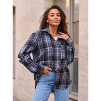 Серая фланелевая рубашка с вырезами на рукавах