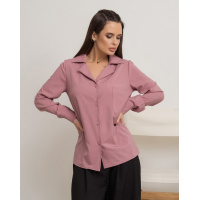 Розовая однотонная рубашка с карманом