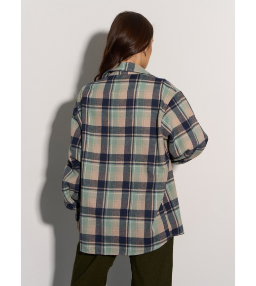 Зеленая клетчатая рубашка из коттона