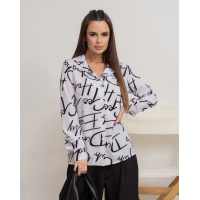 Белая принтованная рубашка с карманом