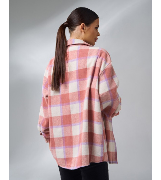 Шерстяная терракотовая клетчатая рубашка с карманом