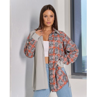 Свободная комбинированная рубашка с разрезами