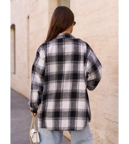 Шерстяная клетчатая рубашка свободного кроя