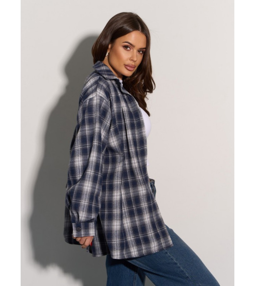 Хлопковая свободная рубашка в клетку