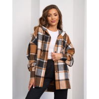 Шерстяная клетчатая оверсайз рубашка коричневого цвета