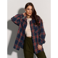 Сине-красная клетчатая рубашка из коттона