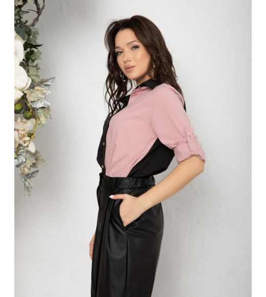 Черно-розовая рубашка с подворотами
