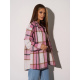 Шерстяная розовая клетчатая рубашка с карманом