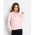 Розовая коттоновая рубашка с рюшами и плиссировкой