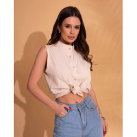 Бежевая рубашка без рукавов