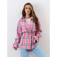 Розовая фланелевая рубашка в клетку с завязками