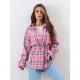 Розовая фланелевая рубашка в клетку с завязками