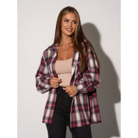 Клетчатая рубашка из бордового хлопка с карманом