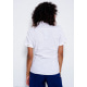 Біла котонова сорочка з короткими рукавами і кишенями на блискавках на грудях