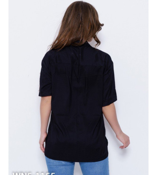 Черная рубашка с карманом и короткими рукавами