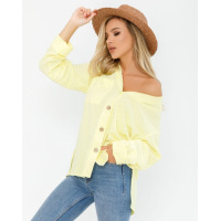 Жовта фактурна сорочка з кишенею