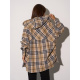 Шерстяная клетчатая рубашка бежевого цвета с капюшоном