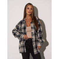 Черно-бежевая клетчатая оверсайз рубашка из хлопка
