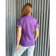 Фіолетова сорочка із льону з вишивкою