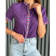 Фиолетовая рубашка из льна с вышивкой