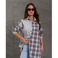 Комбинированная удлиненная рубашка с разрезами